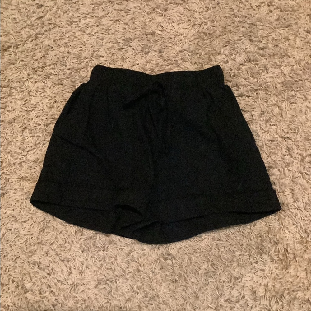 Black polyester shorts